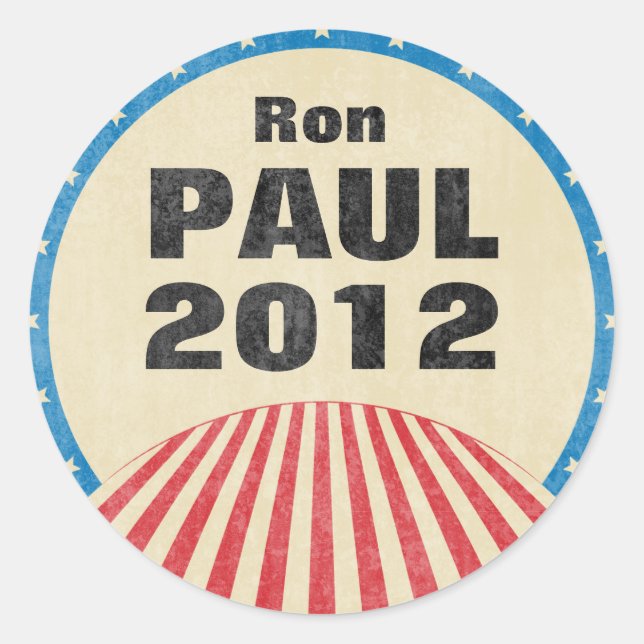 Adesivo Redondo Ron Paul 2012 Round Stickers (Frente)