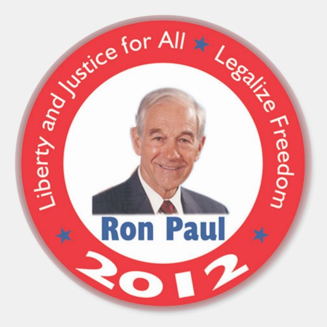 Adesivo Redondo Ron Paul 2012 Sticker (Frente)