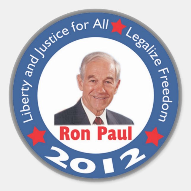 Adesivo Redondo Ron Paul 2012 Sticker (Frente)