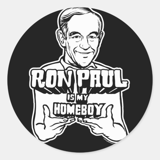 Adesivo Redondo Ron Paul É O Meu Ficar em casa (Frente)