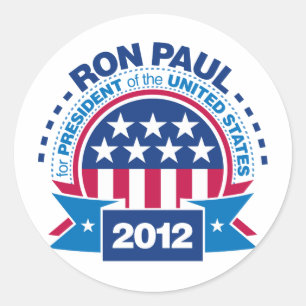 Adesivo Redondo Ron Paul para o presidente 2012