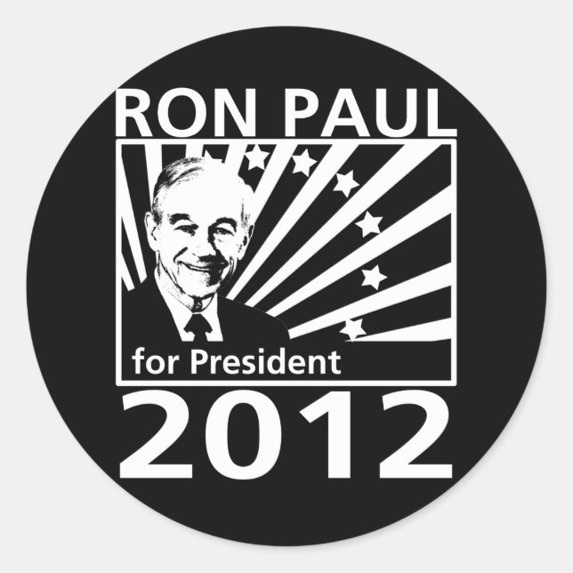 Adesivo Redondo Ron Paul Para Presidente 2012 (Frente)