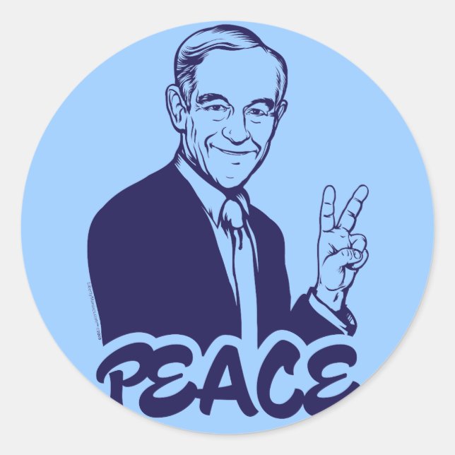 Adesivo Redondo Ron Paul Peace Stickers (Frente)