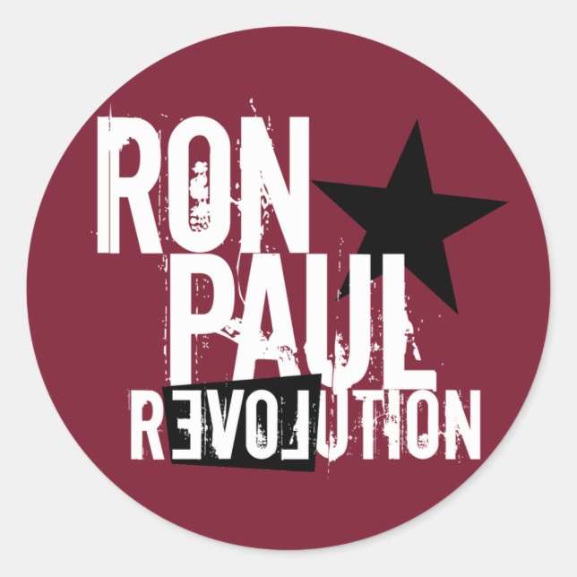 Adesivo Redondo Ron Paul Revolution (Frente)