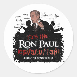 Adesivo Redondo Ron Paul Revolution Large Sticker