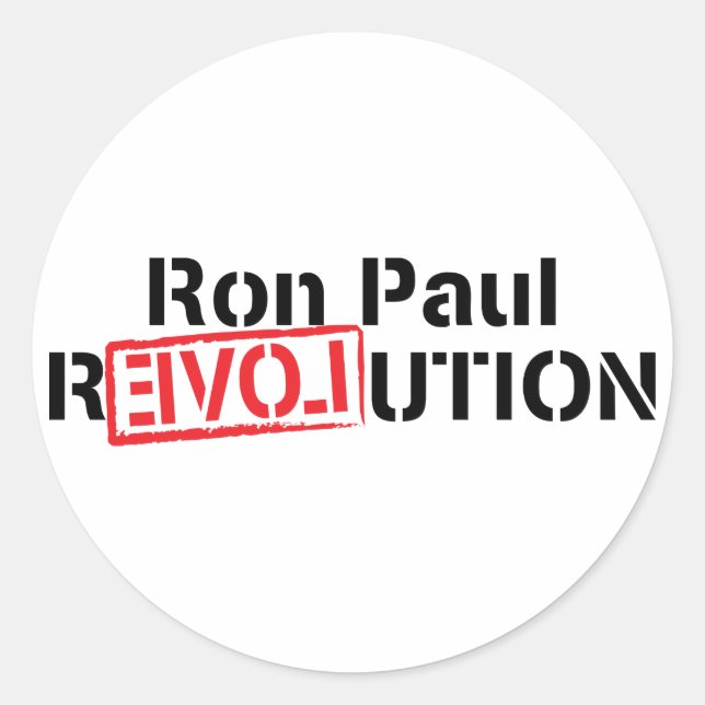 Adesivo Redondo Ron Paul Revolution Sticker (Frente)