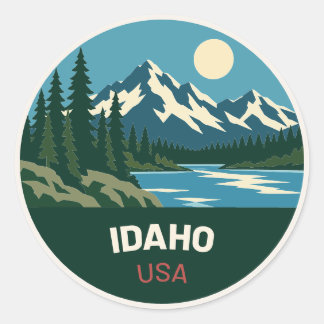 Adesivo Redondo Rond Idaho USA – Vintage Travel Sticker