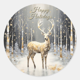 Adesivo Redondo Ronda Clássica de Feriado de Natal Dourado