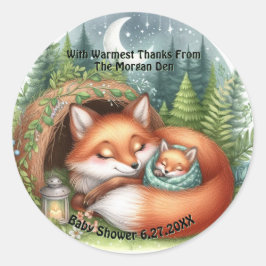 Adesivo Redondo Ronda Cozy Woodland Animal Obrigado Pinheiros