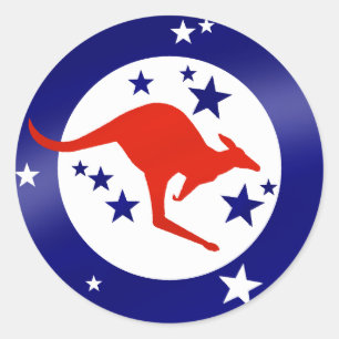 Adesivo Redondo Roo Flag da Austrália Kangaroo Oz Aussie