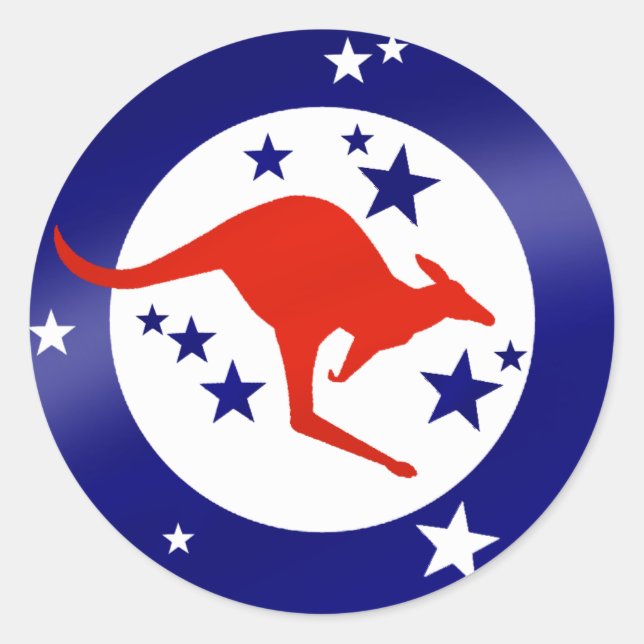 Adesivo Redondo Roo Flag da Austrália Kangaroo Oz Aussie (Frente)