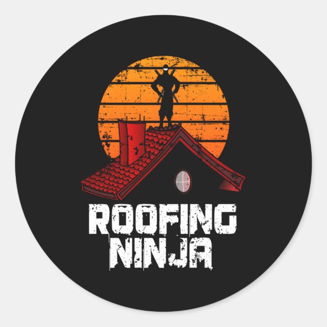 Adesivo Redondo Roofer Roofing Ninja Contratado (Frente)