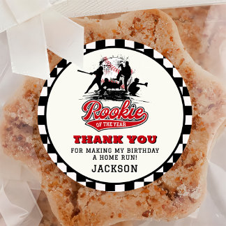 Adesivo Redondo Rookie Do Ano Da Festa de aniversário Personalizad