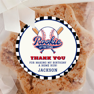 Adesivo Redondo Rookie Do Ano Da Festa de aniversário Personalizad
