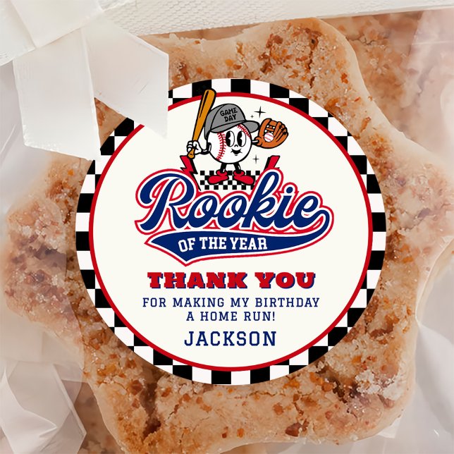 Adesivo Redondo Rookie Do Ano Da Festa de aniversário Personalizad (Criador carregado)