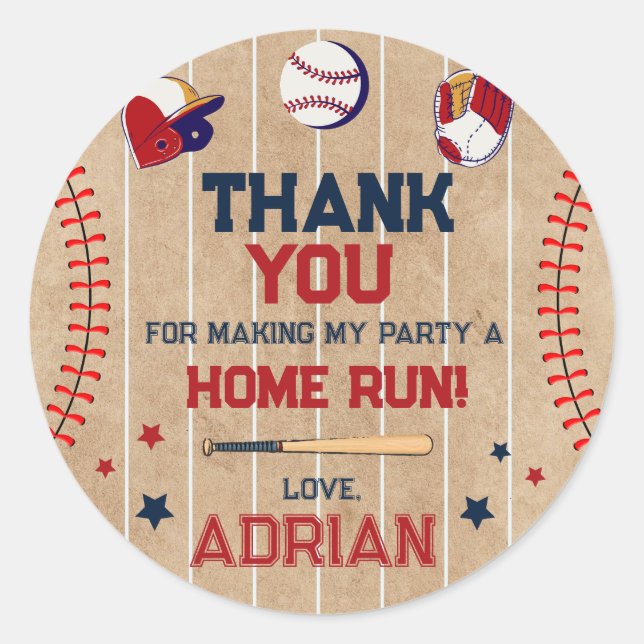 Adesivo Redondo Rookie do Ano primeiro aniversario Baseball (Frente)