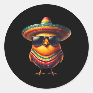 Adesivo Redondo Rooster Mexicano Cinco De Mayo Chicken Engraçado