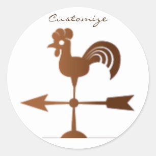 Adesivo Redondo Rooster Weathervane Thunder_Cove