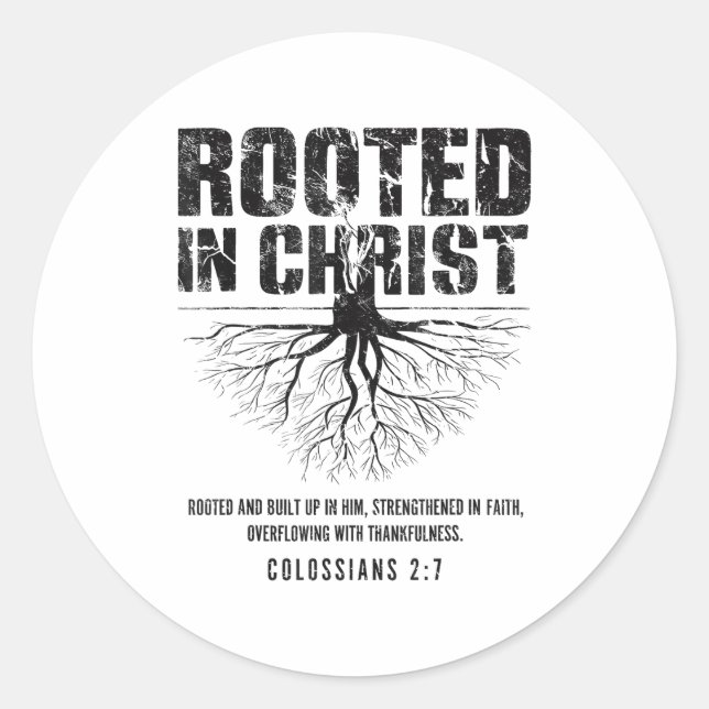 Adesivo Redondo Rooted In Christ Christian Nge Bible Verse Colossi (Frente)