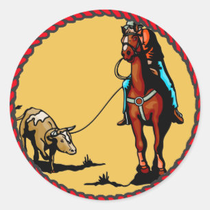 Adesivo Redondo Roping Roping do boi da equipe ocidental da
