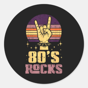 Adesivo Redondo Roqueiro dos Anos 80 Mão Vintage Punk Música de Me