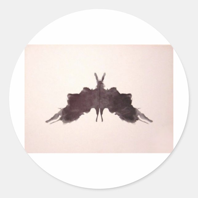Adesivo Redondo Rorschach Test Ink Blots Plate 5 Bat Moth (Frente)