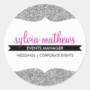 Adesivo Redondo Rosa à moda da prata da faísca do brilho do SELO