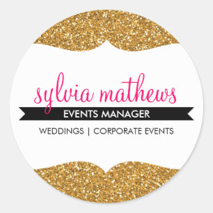 Adesivo Redondo Rosa à moda do ouro da faísca do brilho do SELO