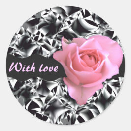 Adesivo Redondo Rosa a preto e branco