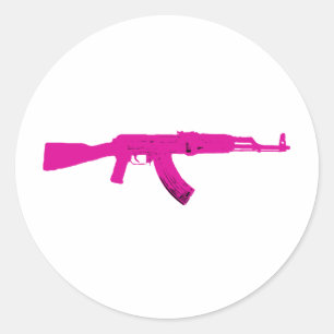 Adesivo Redondo Rosa AK-47