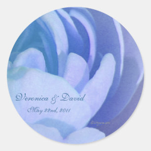 Adesivo Redondo Rosa azul Pétalas Envelopes de Casamento Personal