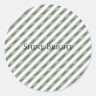 Adesivo Redondo Rosa Bege Verde Glitter Listras Natal