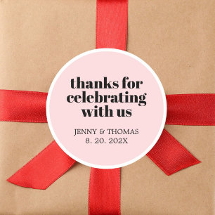 Adesivo Redondo Rosa Branco Moderno - Preto Obrigado