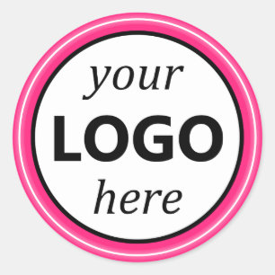 Adesivo Redondo Rosa Brilhante Próximo ao Seu Círculo Logotipo Ima