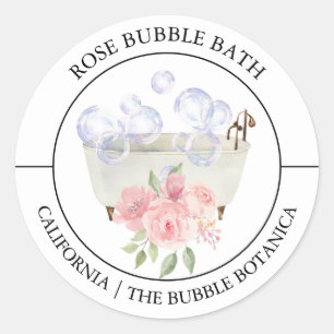 Adesivo Redondo Rosa Bubble Bath label