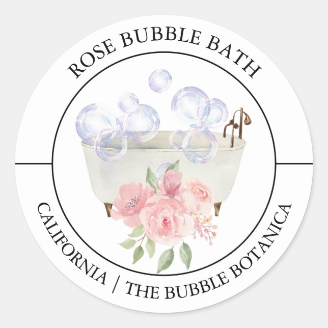 Adesivo Redondo Rosa Bubble Bath label (Frente)