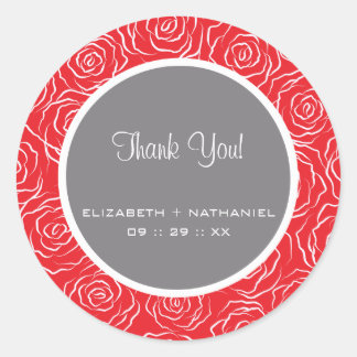 Adesivo Redondo Rosa Casamento Obrigado Favor Stickers -retro