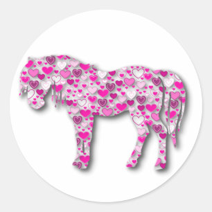 Adesivo Redondo Rosa - cavalo do coração
