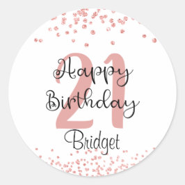 Adesivo Redondo Rosa Chic - Nome Dourado da Lista