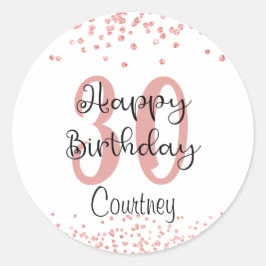 Adesivo Redondo Rosa Chic - Nome Dourado da Lista