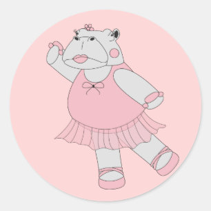 Adesivo Redondo rosa claro do Illusima Ballerina Hippo