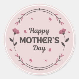 Adesivo Redondo rosa claro feliz dia de as mães