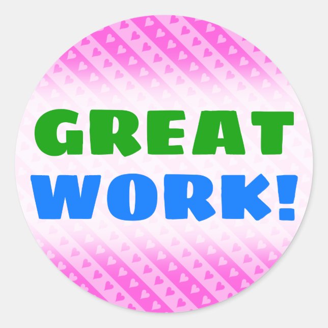 Adesivo Redondo Rosa claro Girly e Padrão de Stripes Cardíacas Ros (Frente)