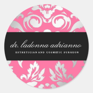 Adesivo Redondo rosa cor-de-rosa de damasco 311-Ladonna