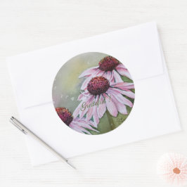 Adesivo Redondo Rosa Daisies Watercolor Floral