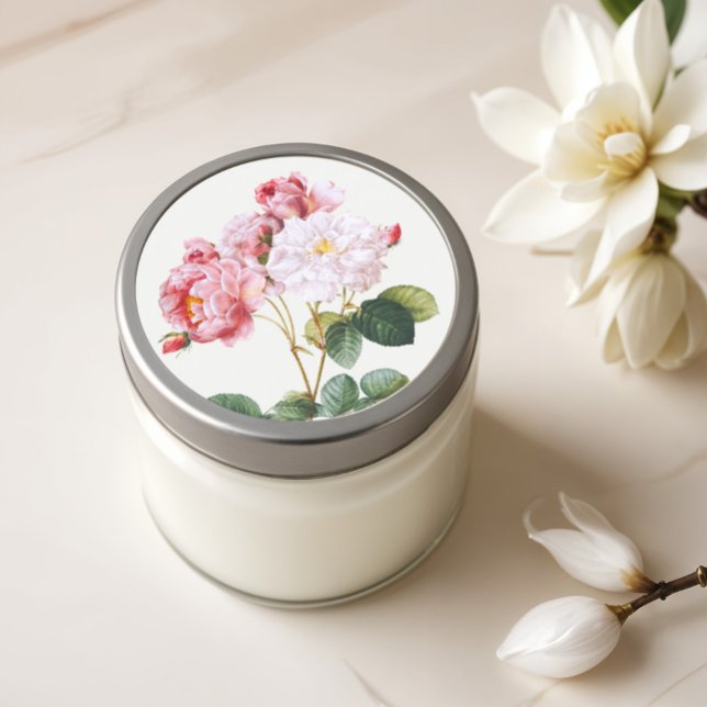 Adesivo Redondo Rosa Damascena, Flórida Vintage (Criador carregado)