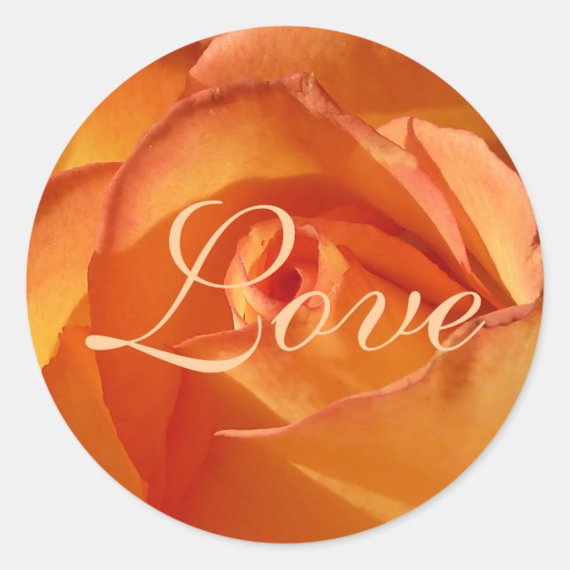 Adesivo Redondo Rosa de Amor Laranja (Frente)