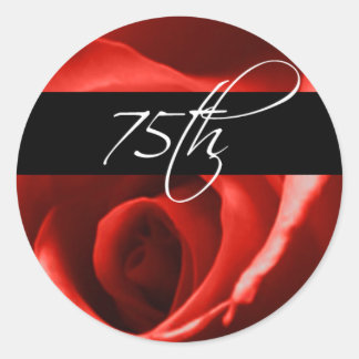 Adesivo Redondo rosa de aniversário de 75 anos | 75.o aniversário