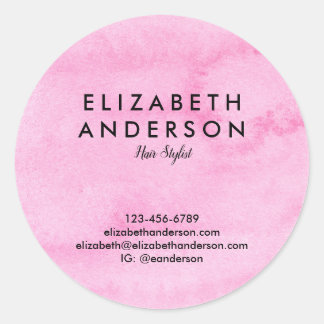 Adesivo Redondo Rosa de Aquarela