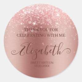 Adesivo Redondo Rosa de brilho metálico moderno escovado Dourado